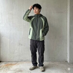 Nike Tech Dri Fit Woven Windrunner Loose Jacket Mens Large Green Windbreaker